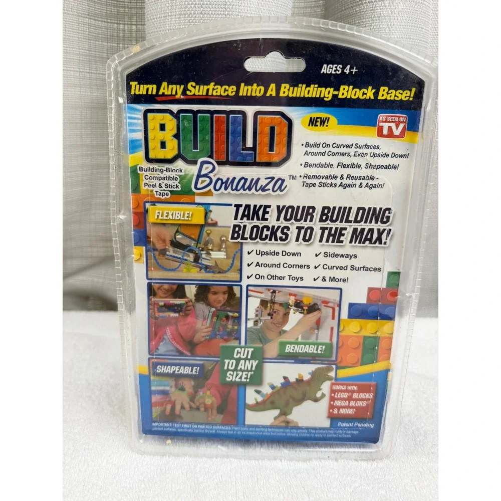 Build Bonanza Building Block Tape 4 Pack 12ft Total Blue Red Green Grey As in TV